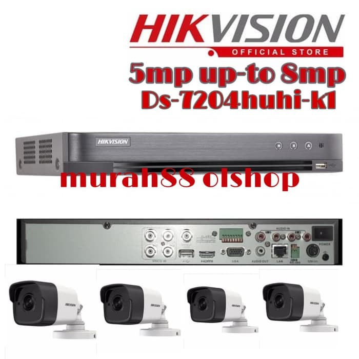 PAKET CCTV HIKVISION 5MP 4CH FULL OUTDOR HDD 1TB KABEL 50M