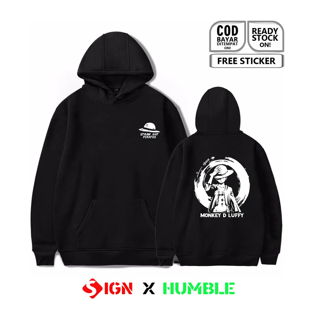 HOODIE MONKEY D. LUFFY ONE PIECE STRAW HAT PIRATES DRAGON STAMPEDE MONGKY ANIME MANGA BAJAK LAUT