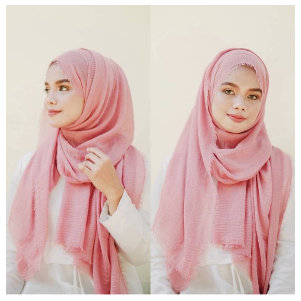 (1KG MUAT 10 PCS ) CRINCKLE SHAWL PASHMINA ORI HIJAB JILBAB KHIMAR INSTANT BERGO KERUDUNG SEGIEMPAT