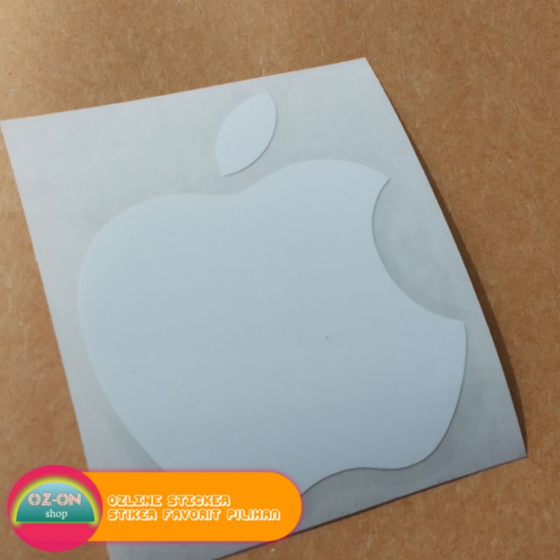stiker custom logo apel apple putih untuk laptop, mobil dll