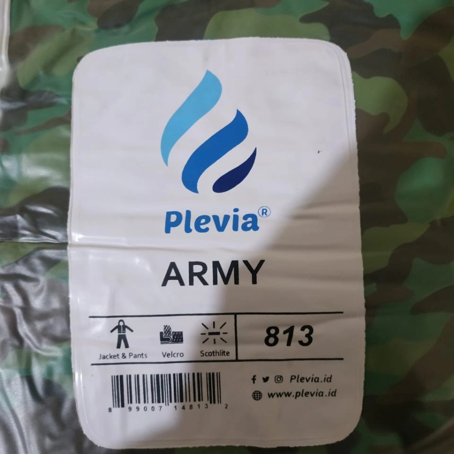 Jas Hujan Jaket Celana ARMY - Raincoat Mantel Hujan ARMY ARMI Doreng Loreng Tentara Plevia 813