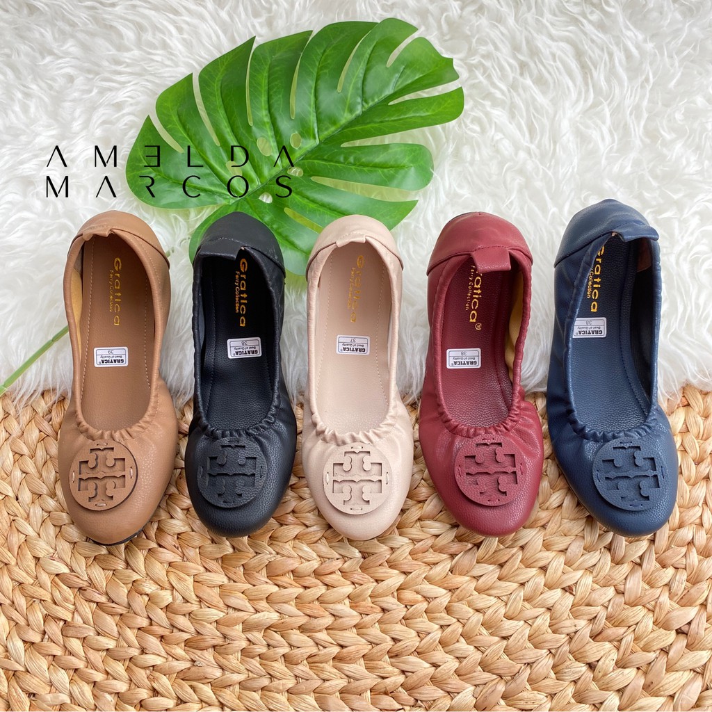 Sepatu Wanita Flatshoes Karet Model Variasi Bahan Sintetis