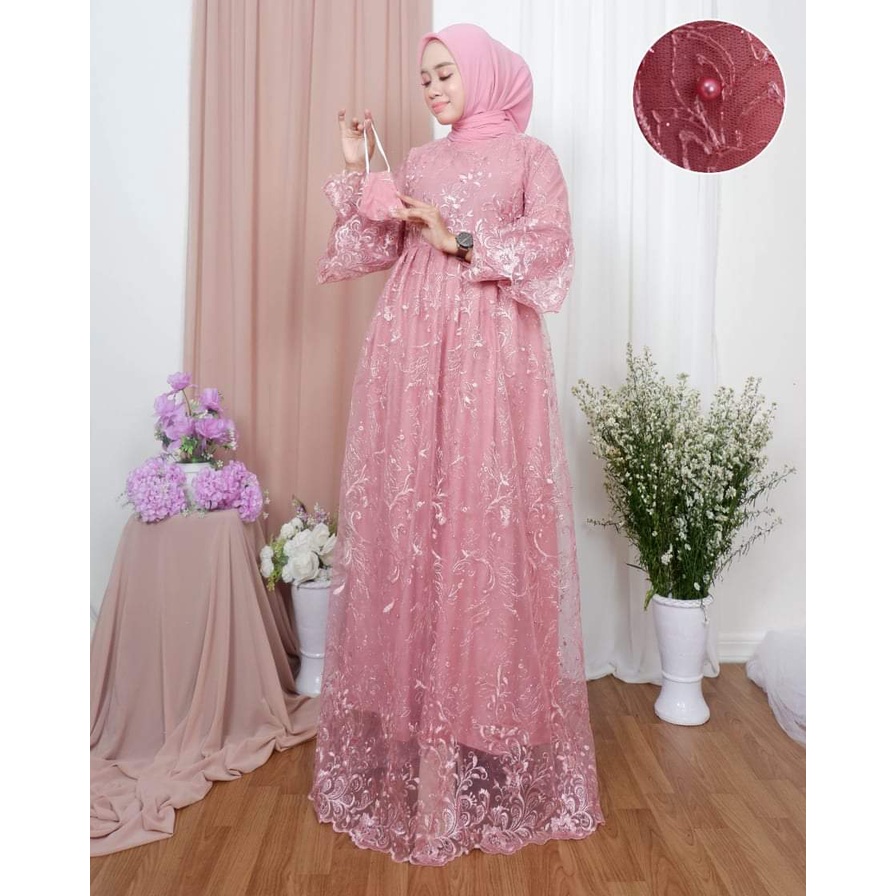 Real pict gamis siti coll / gamis brokat tulle / free masker / gamis modern / gamis lebaran / gamis pesta / gamis rempel / dress pesta 2021 / ootd gamis muslim / gamis babydoll / gamis pesta / gamis 2021 / dress termurah