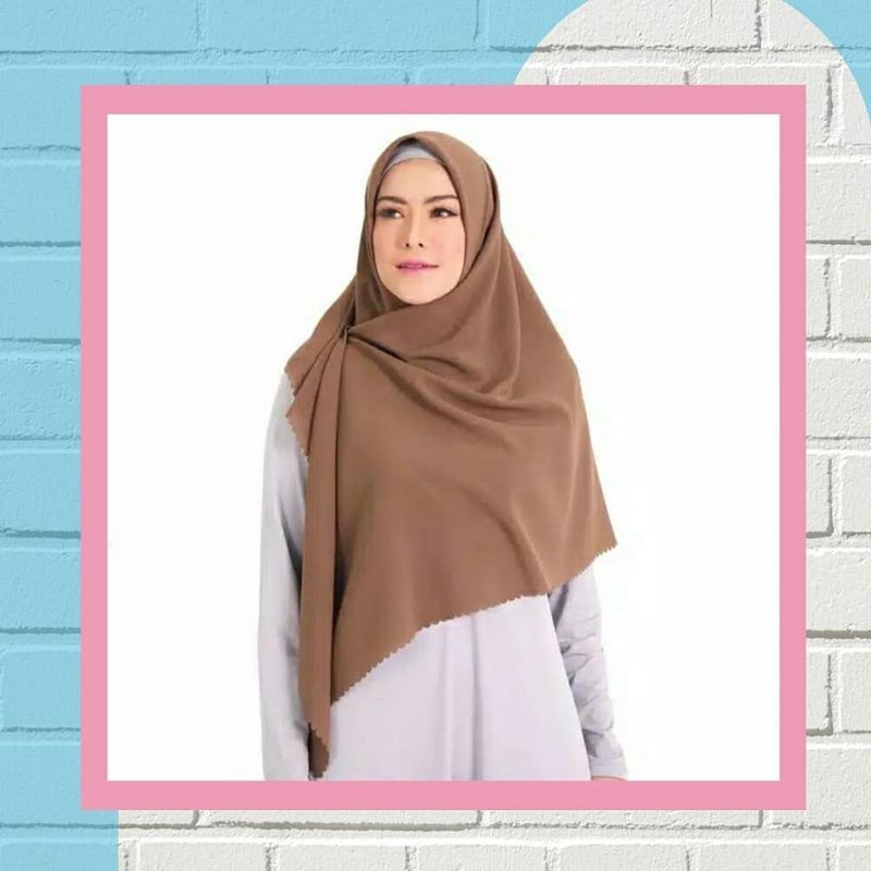 hijab segi 4 bella laser/hijab instan polycottoon lasercut/Khimar instan/jilbab instan/110x110cm-Brow millo