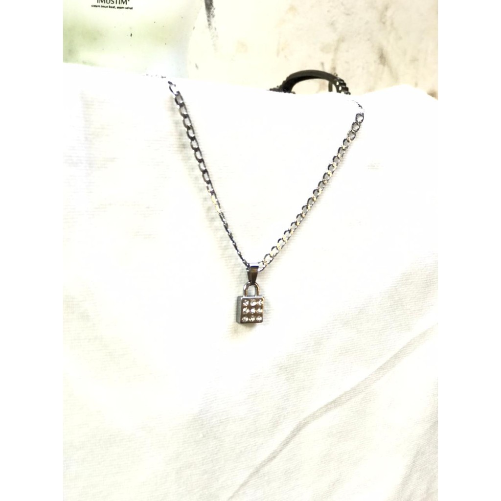 Paling murah /Kalung Rantai Liontin Gembok Boho Bahan Stainless Steel Untuk Wanita