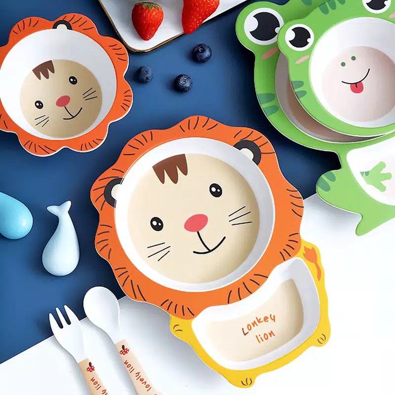 BIANCA - Perlengkapan Makan Anak Bamboo Set Animal Edition