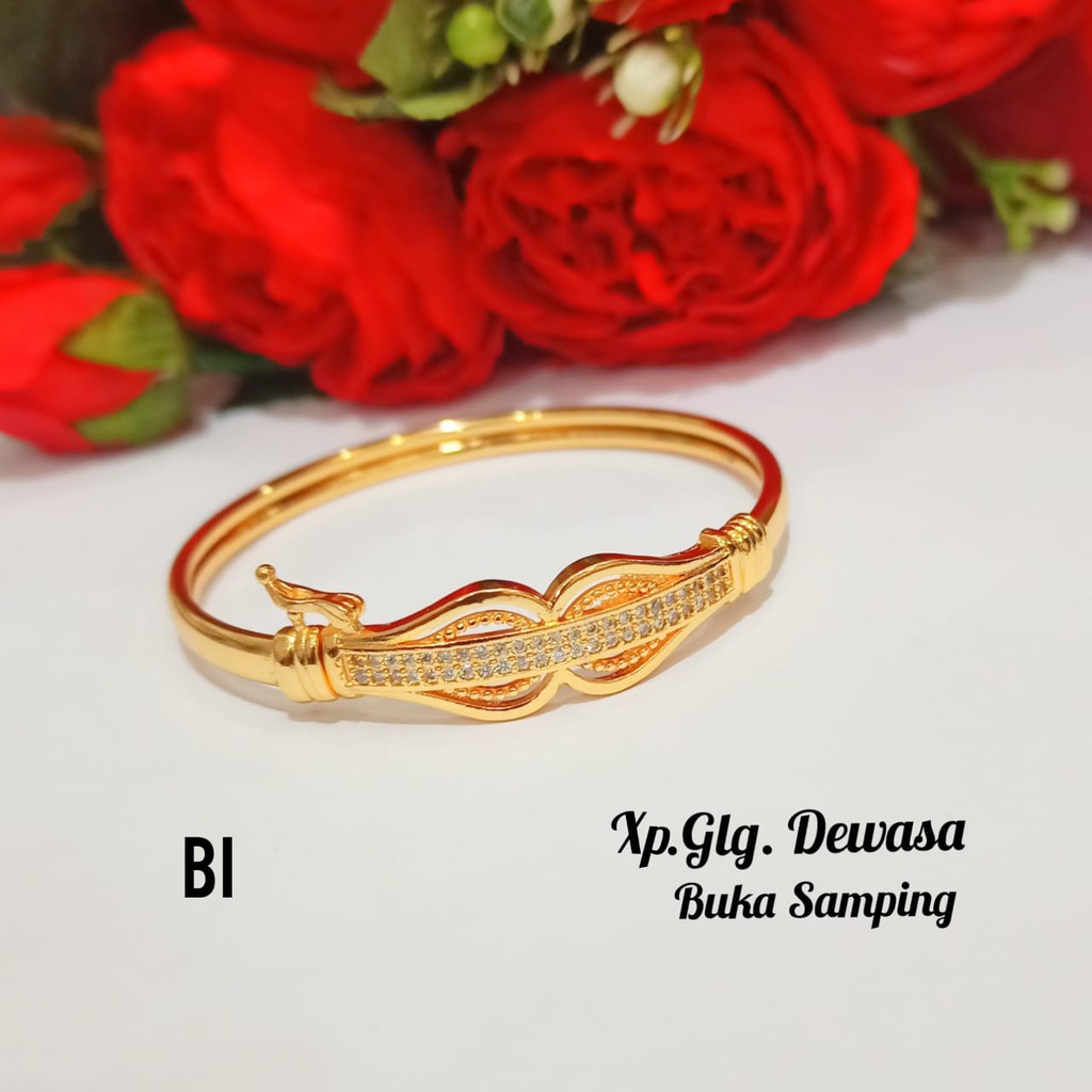 Gelang Bangkok TITANIUM dewasa variasi motif simple Gold,tidak karat COD