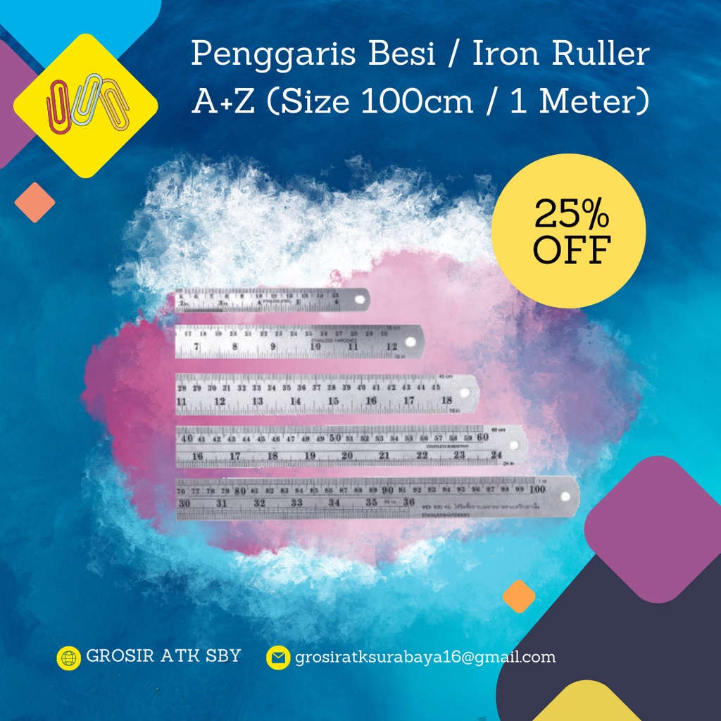 

Penggaris / Garisan Besi Merk A+Z 100 cm / 1 M