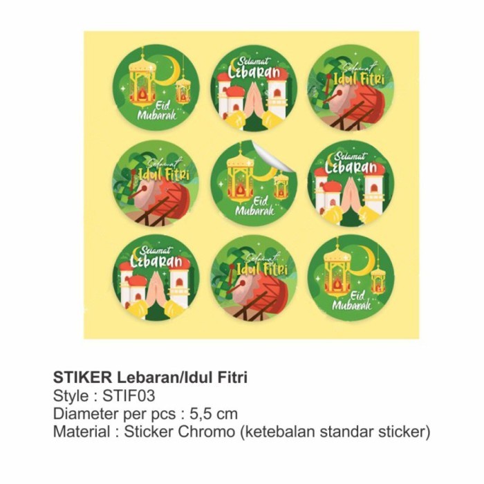 

(TERLARIS) Stiker Lebaran Sticker Idul Fitri Hiasan Tempel Toples Box Paperbag