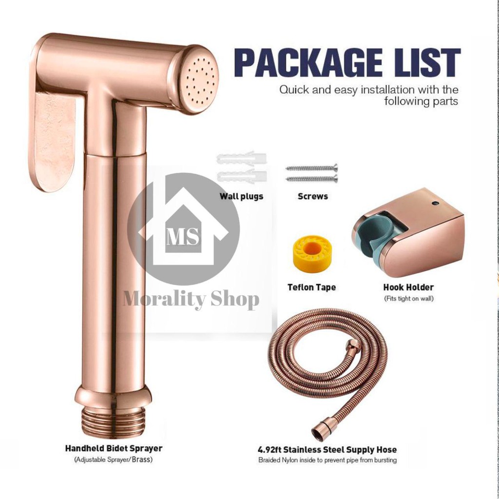 Jet Shower Bidet ROSE GOLD Kuningan Unik- Shower Cebok bidet washer kloset brass unik uniq antik R02