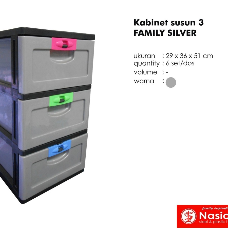 Lemari Kabinet Family Susun 3 - Silver