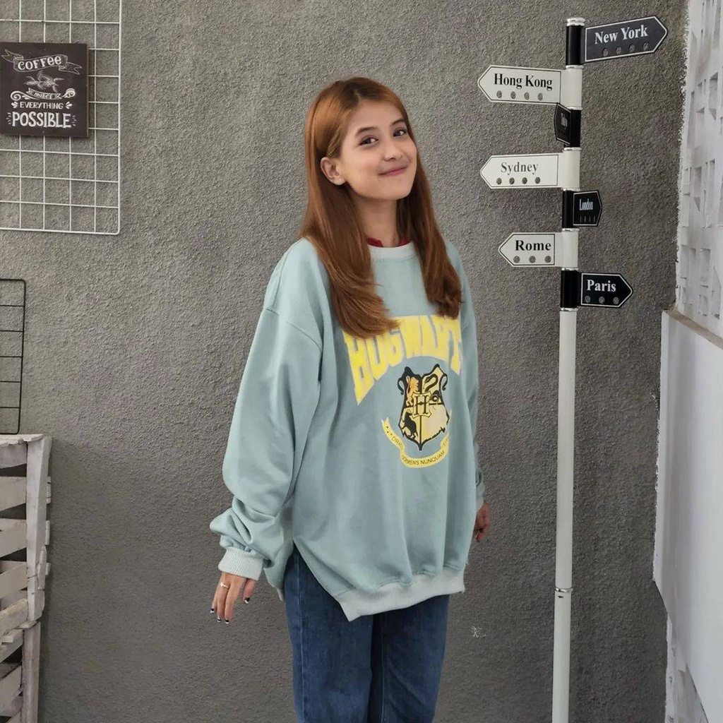 HOGWARTS 2XL Sweater Kekinian Ala Korea Crewneck Sweatshirt Pria Wanita Atasan Baju Kasual Style Fashion Terkini