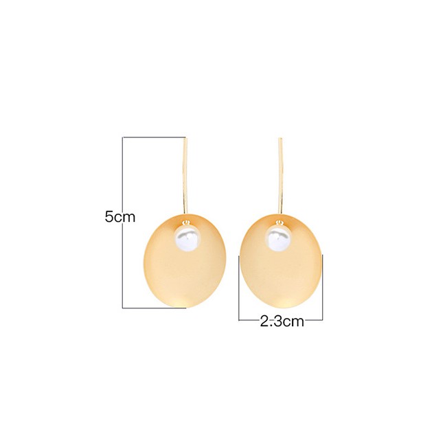 LRC Anting Tusuk Fashion Gold Geometric Drop Oil Pearl S925 Pure Silver Earrings Wild F95519