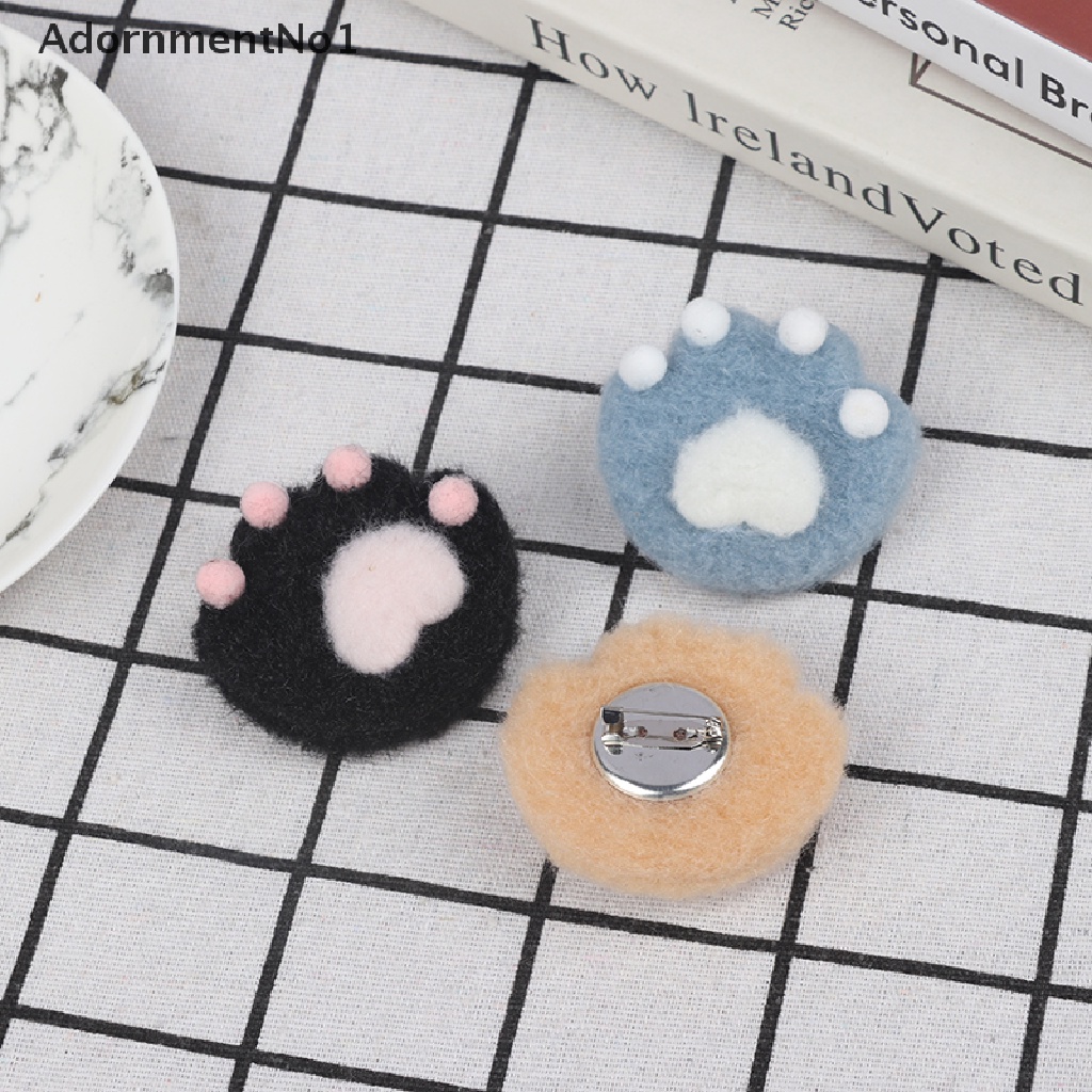 (AdornmentNo1) 2pcs / Set Bros / Pin Motif Kartun Cakar Kucing Bahan Plush Untuk Aksesoris Tas Ransel / Pakaian