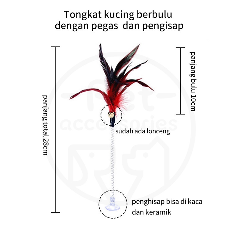 Mainan Lucu Tongkat Kucing Berbulu Dengan Pegas Dan Penghisap Warna Warni Berelatis Cerah Dengan Lonceng Mainan Tongkat Kucing