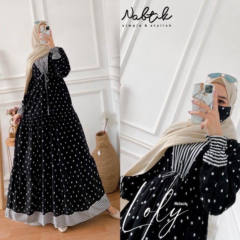 READY LOLY DRESS GAMIS MUSLIM RAYON FREE MASKER ORIGINAL NABTIK SOLO