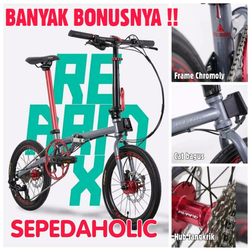 [PROMO TURUN HARGA] Sepeda Lipat 16 Inch AVAND RE ARM X Chromoly 10 Speed Hidrolik Jangkrik BY UNITE