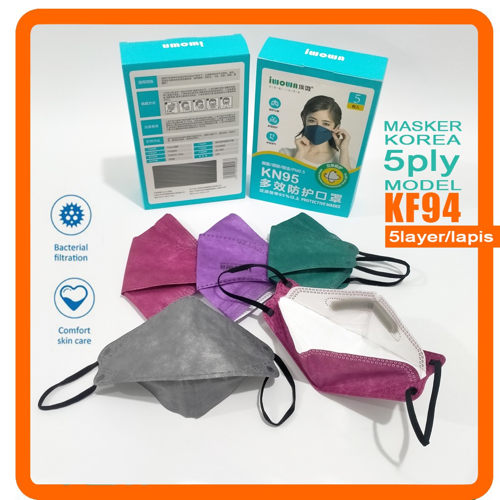 Masker Korea warna jeans 5ply isi 10pcs Masker KN95 model Plusmed Masker Duckbill Masker KF94