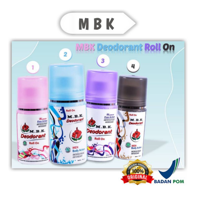 MBK Deodorant Roll On Free Action 40 Ml / Deodorant / Penghilang Bau Badan / Mbk