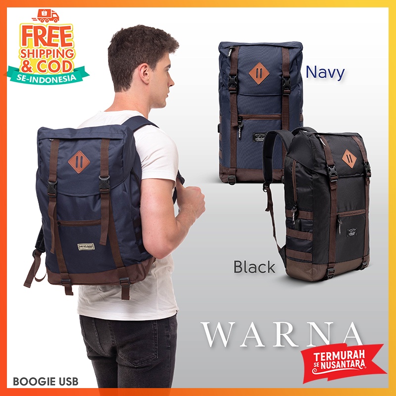 [BISA COD] TAS RANSEL LAPTOP BOOGIE TAS PRIA USB IMPORT BACKPACK MURAH PUNGGUNG BAG SEKOLAH TERBARU