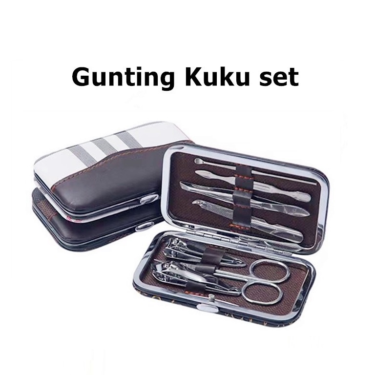 BRGUNIK Peralatan Menicure 7in1 Mini Stainless Stell Gunting Kuku Portable Tools Set Dengan Dompet R507