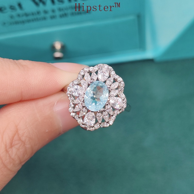 New Natural Blue Topaz Ring Opening