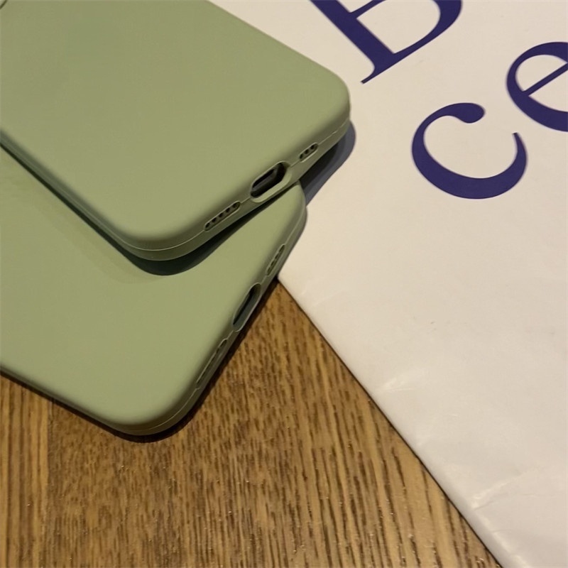 Soft Case Silikon Warna Hijau Matcha Untuk IPhone 11 12 13 14 Pro X XR XS Max 7 8 Plus