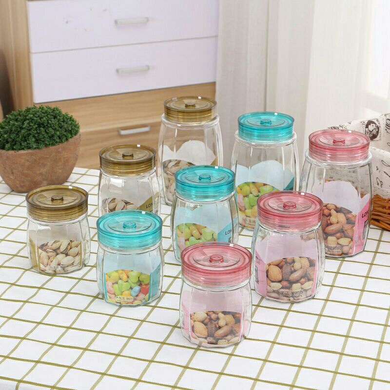 Toples Kaca 700ml 1000ml 1700ml | Toples Kaca Snack Kue | Toples Kaca Aesthetic