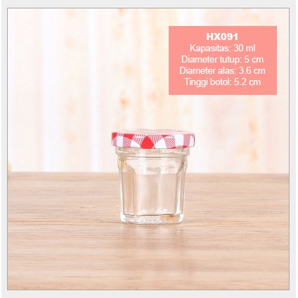HX091 [30 ml] Botol kaca selai madu permen kacang jam jar honey bottle