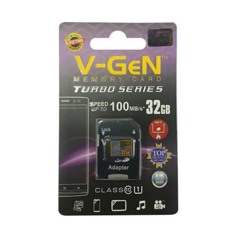 Memory card V-gen 32GB + adaptor kamera original v-gen class 10 turbu series speed 100mbps