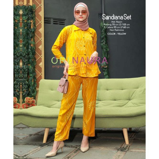 ONE SET 2in1 SANDIANA (ATASAN  + CELANA ) / PIYAMA RAYON / PJAMAS TIE DYE / SETELAN WANITA KEKINIAN