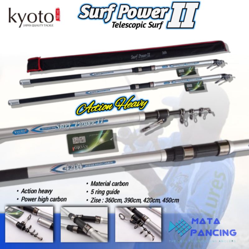 Joran surf Kyoto Surf Power II  360 390 420 450cm hard carbon teleskopik joran pantai dan tebing barang sama menyerupai daido tiger shark