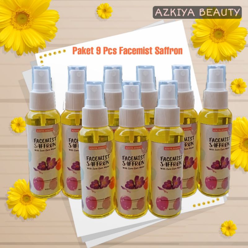 Paket 9 Pcs Facemist Saffron With Zam-zam Water Rose Water Original 100 ml Air Saffron Beauty Toner