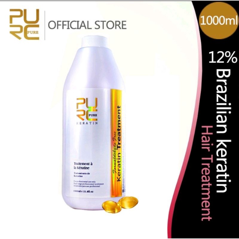 Pelurus Rambut Keratin PURC 12% 300ml/1000ml Treatment Smoothing Pure Brazilian