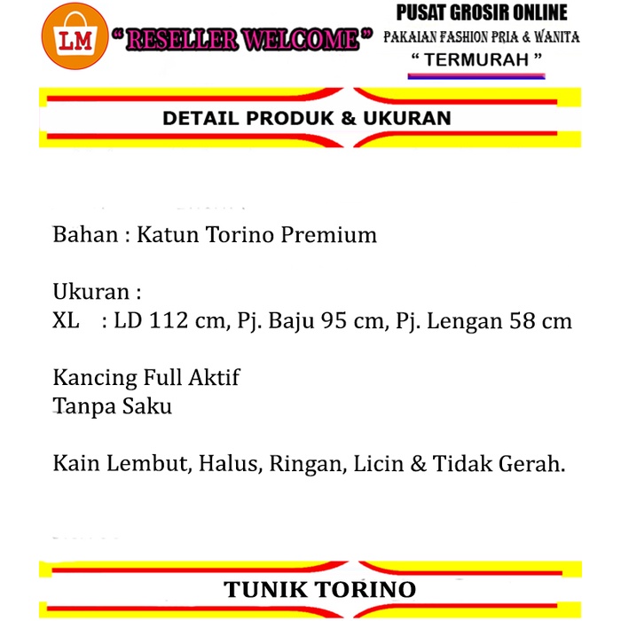 Baju Atasan Wanita Muslim TUNIK TORINO Katun JUMBO All Size Fit to XL TERMURAH TERLARIS LMS 28861