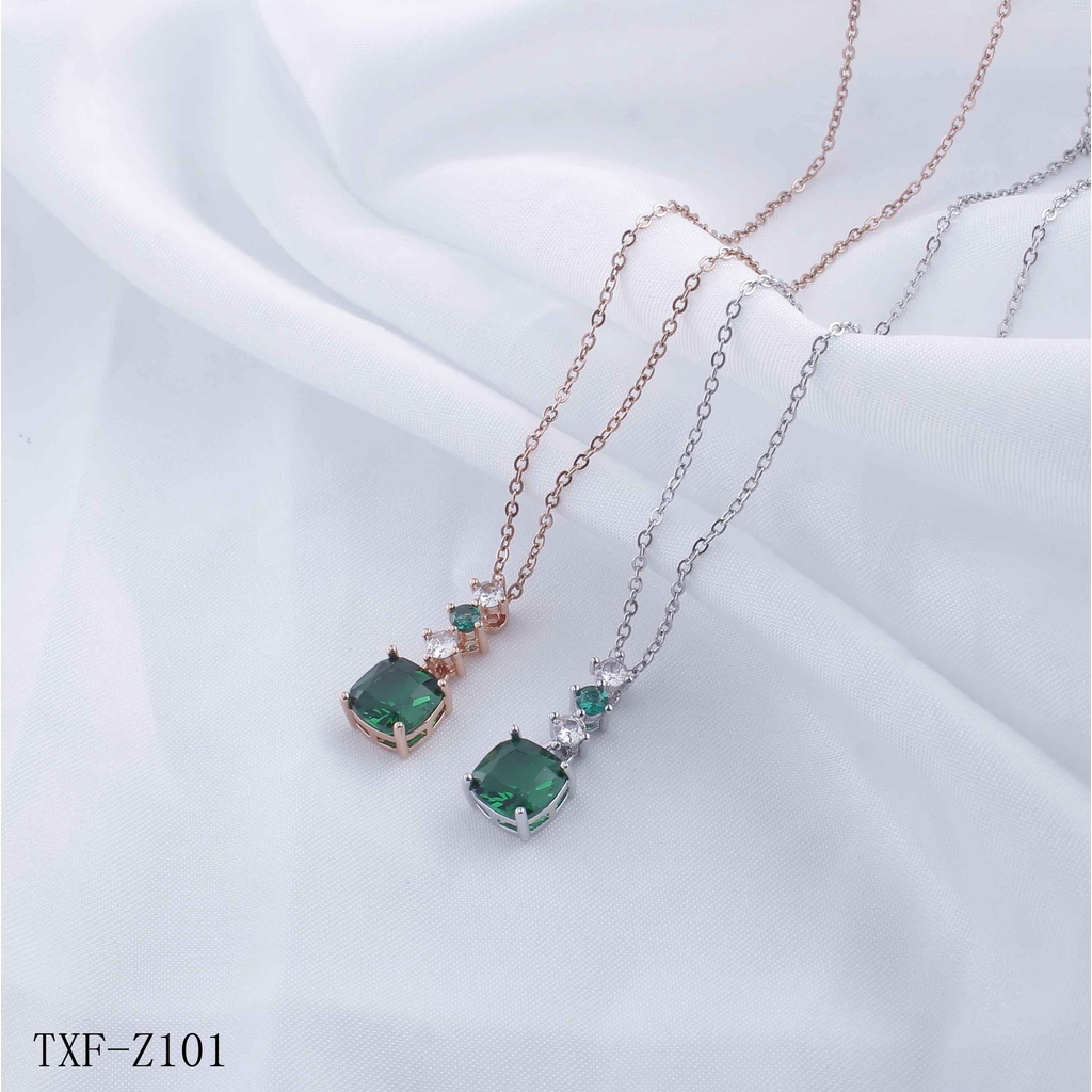 Kalung Titanium Permata Hijau Perhiasan Fashion 101/099