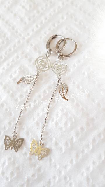 Anting jurai import xuping white cantik dan elegant motif jurai kupu-kupu anting jurai bestseller