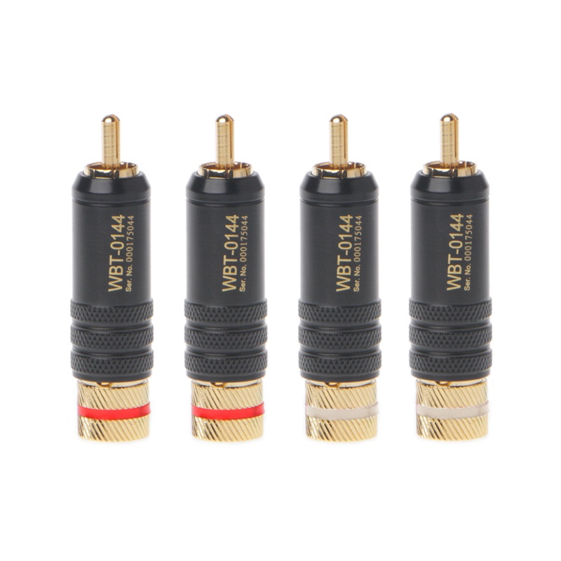 Btsg Wbt-0144 4pcs Konektor Plug Rca Lapis Emas Untuk Audio / Video