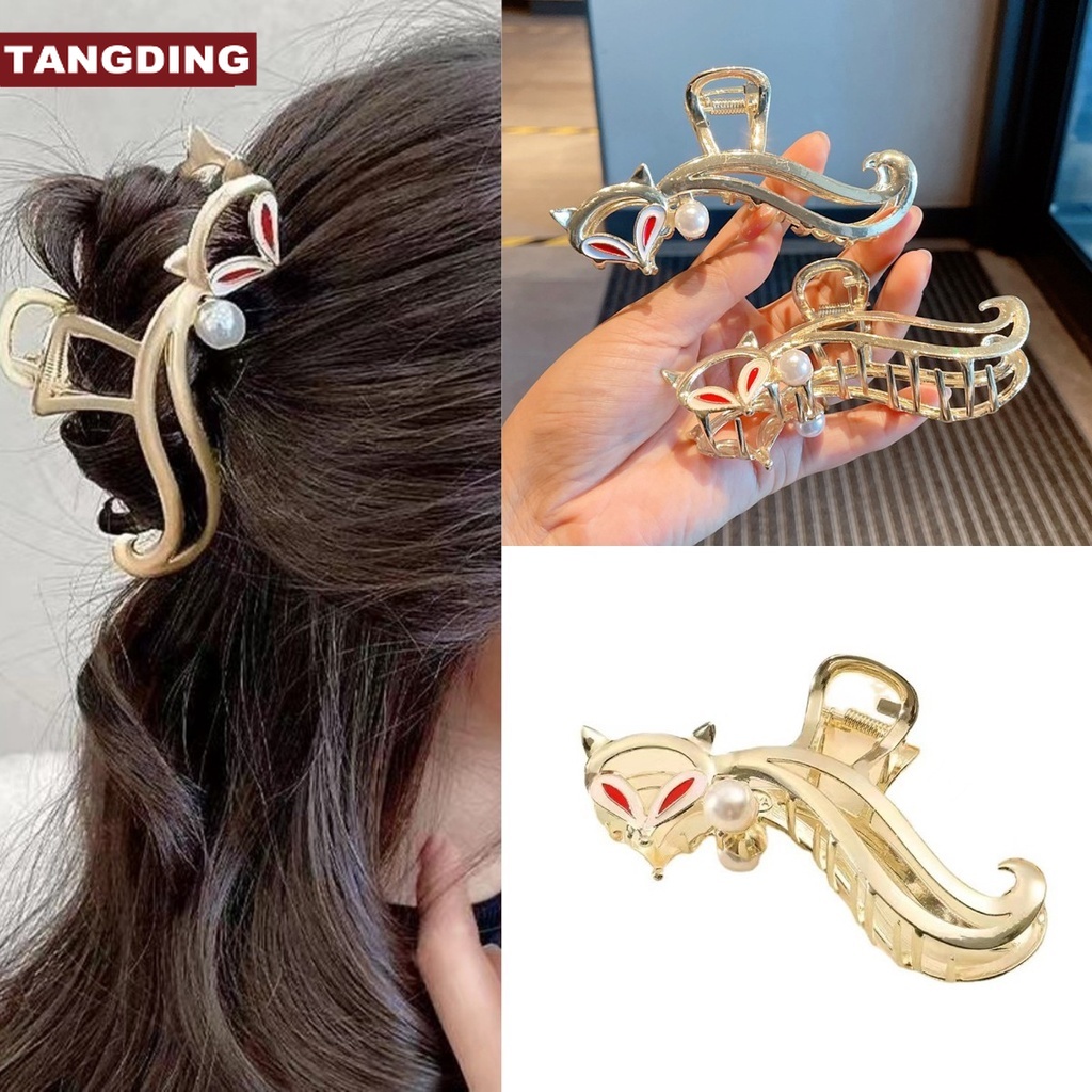 【COD Tangding】Jepit Rambut Model Ikan Hiu Bahan Metal Gaya Korea Untuk Wanita