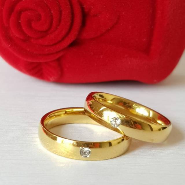 Couple &amp; Single Ring Titanium Gold Antikarat CRG05