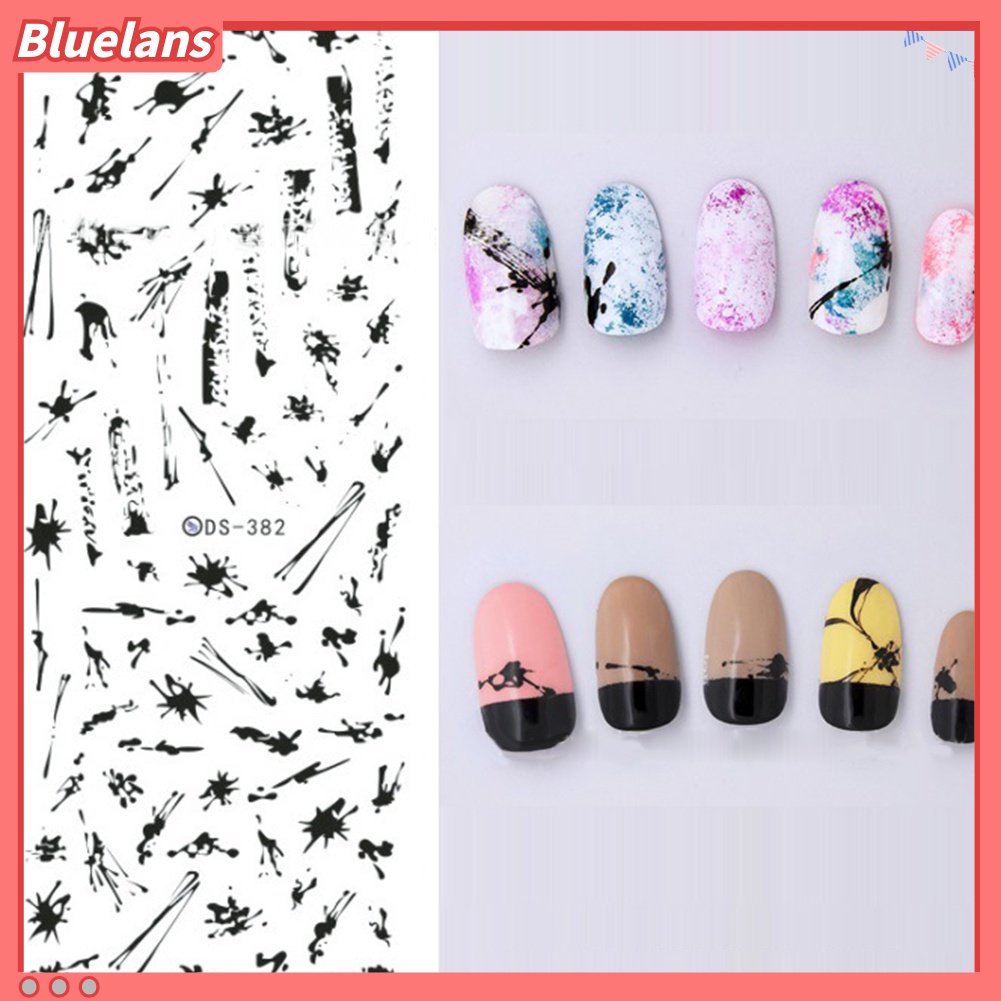 Bluelans Stiker Nail Art Transfer Air Desain Bulan Kucing Tengkorak Gaya Harajuku Element