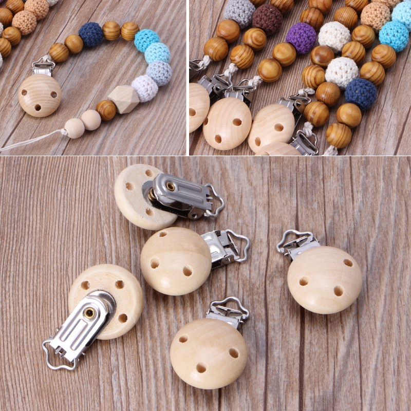 Mary Klip Holder Dot Bayi Bahan Kayu Warna Polos Sur