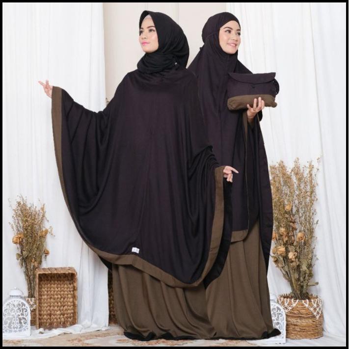 Mukena Baneska New Salwa 2In1 Army - Black