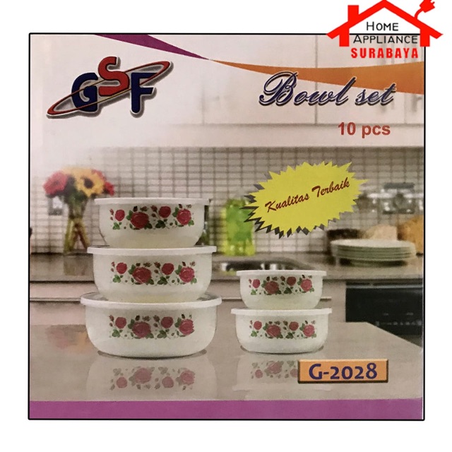 Mixing Bowl GSF Enamel Set / Rantang Susun 5 PCS GSF G-2028 / G 2028 / G2028