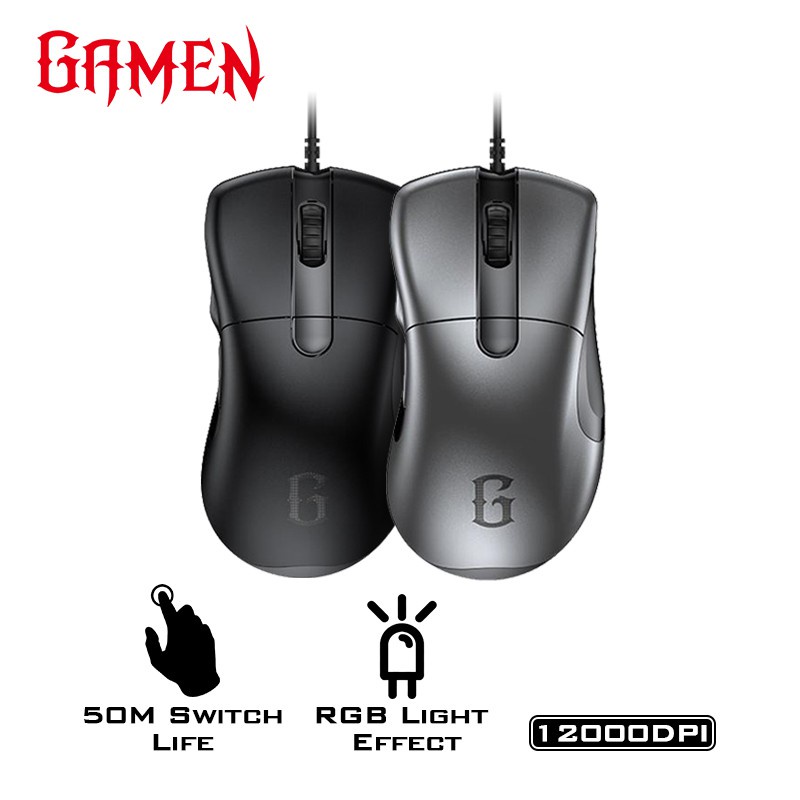 MOUSE GAMING GAMEN GM810 12000DPI BRAIDED WIRE RGB &amp; MACRO DEFINE OPTICAL