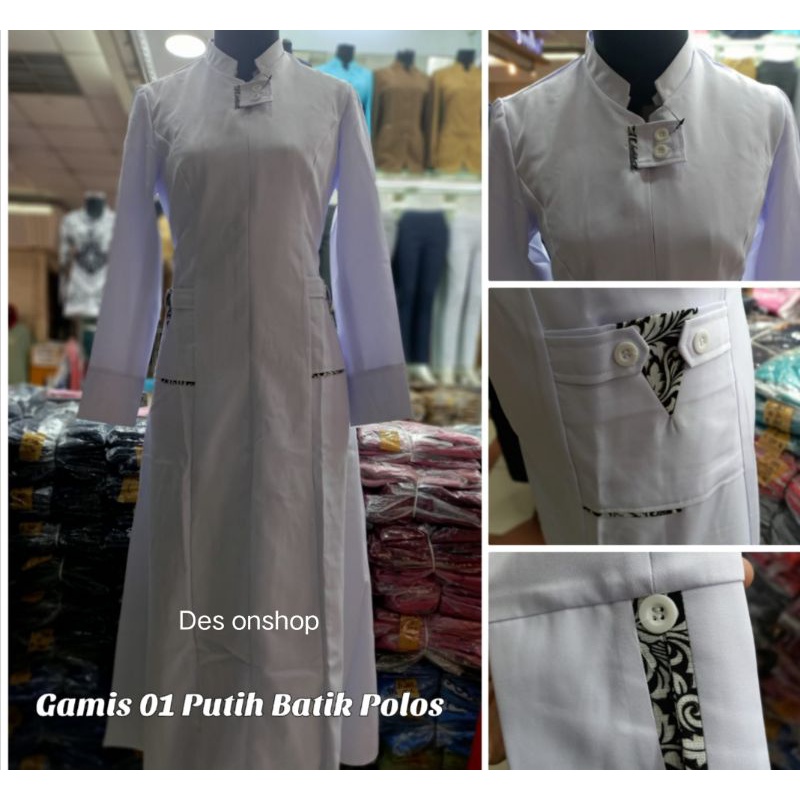 Gamis kerja guru asn pns hitam putih batik