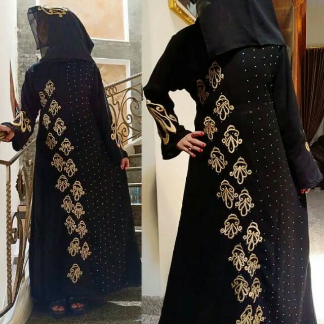 Abaya Gamis Hitam Bordir payet