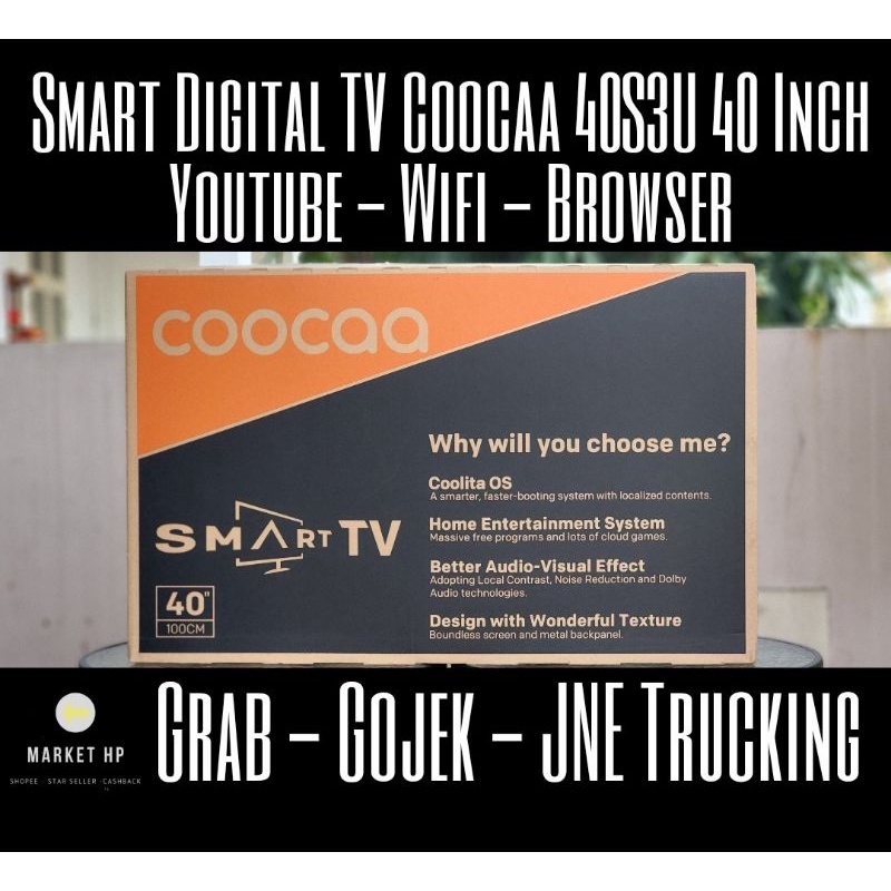 Smart Digital TV Coocaa 40S3U Plus 40 Inch Youtube Garansi Resmi (MEDAN/LUAR KOTA)