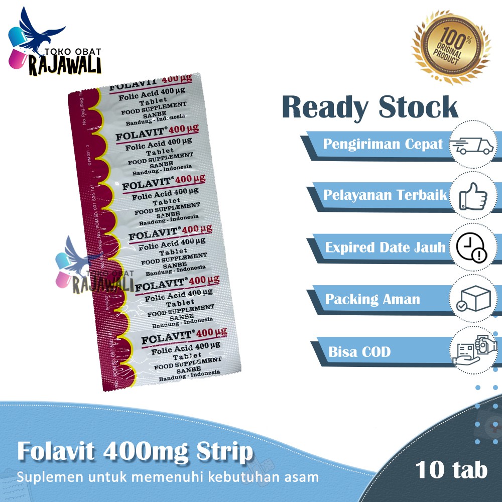 Folavit 400mg folic acid asam folat perstrip 10 tab