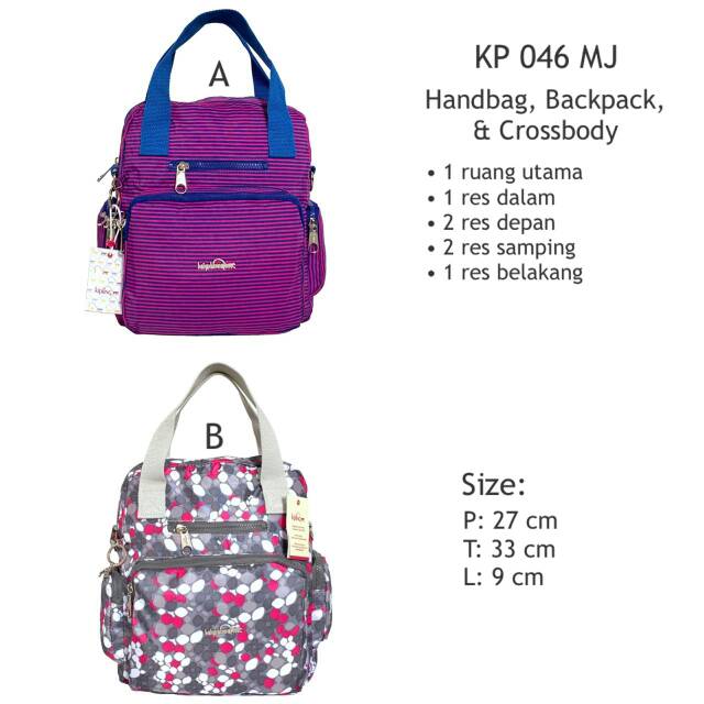 Tas Kipling 046 Suprem 3 Fungsi Ransel Selempang Jinjing